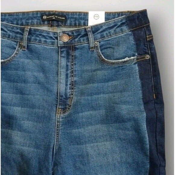 Fashion To Figure Piped Raw Hem Skinny Jeans Dark Wash Size 16 NWT - Picture 4 of 8